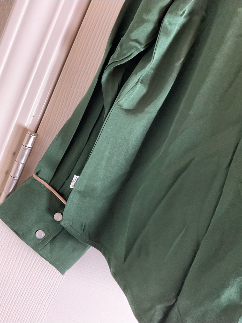 Levi’s Green Satin Viscose Ultimate Western Shirt Contrast Piping Snap Front L - Picture 6 of 8